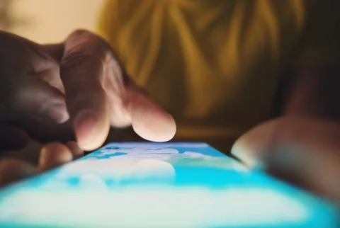 Man Browsing Digital Map On Smartphone Screen Stock Photos