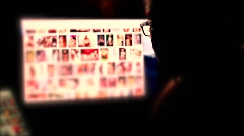 Man Browsing Internet ,viewing nude woman Stock Footage 67240396