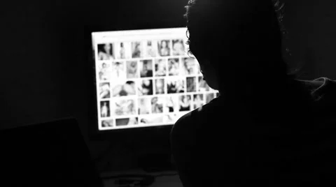 Man Browsing Internet ,viewing nude woman Stock Footage 67243268