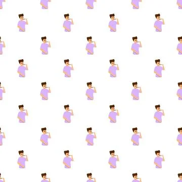 Man brushing teeth cartoon seamless pattern background Stock Illustration