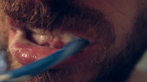 Man Brushing Teeth in Close Up 스톡 동영상 34480830