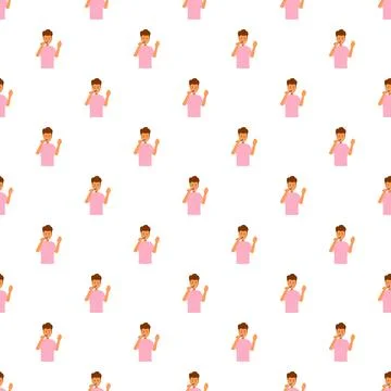 Man brushing teeth seamless pattern for oral hygiene Stock Illustration
