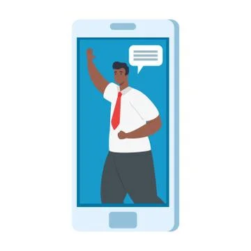 Man with bubble in smartphone in video chat vector design Stock Illustration