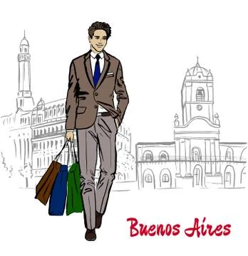 Man in Buenos Aires Stock Illustration