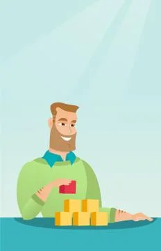 Man building his social network. Ilustración de archivo