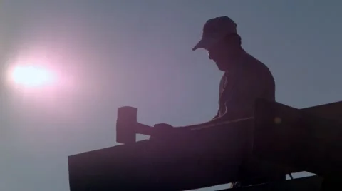 A Man Building A House Stock Footage 61490464