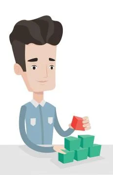 Man building pyramid of network avatars Ilustración de archivo