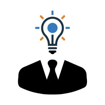 Man, bulb, light bulb, head, creative idea man icon Stock Illustration
