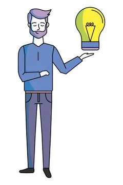 Man with bulb light 스톡 일러스트