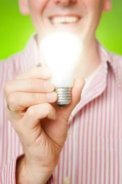 Man with bulb Foto stock