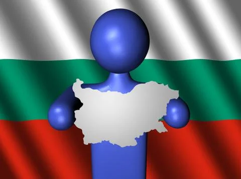 Man with bulgaria map on flag Ilustración de archivo