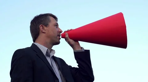 Man With Bullhorn Sideview Stock Footage 62516161