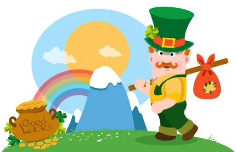 The man with bundle and a pot of gold. Stock Illustration