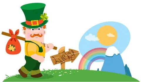 The man with a bundle on stick. St. Patrick Day. イラスト素材