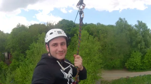 Man on the bungee. Stock Footage 61879959
