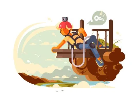 Man bungee jumping Stock Illustration