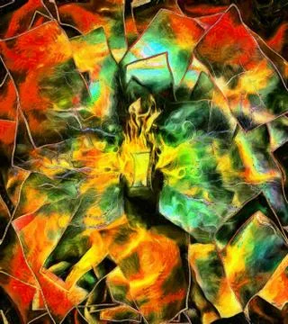 Man with burning head Stock Illustration