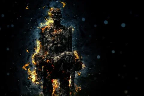 Man burnt sacrifice of enduring flame Stock Illustration
