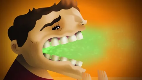 Man burping with stomach problems and digestive discomfort Stock Footage 342361183