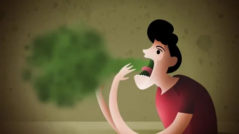 Man burping with stomach problems and digestive discomfort Stock Footage 342363889