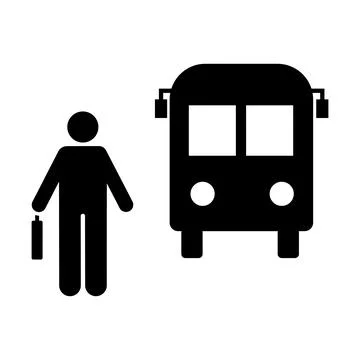 Man, bus, to wait, work, go icon. Element of daily routine icon Stock Illustration