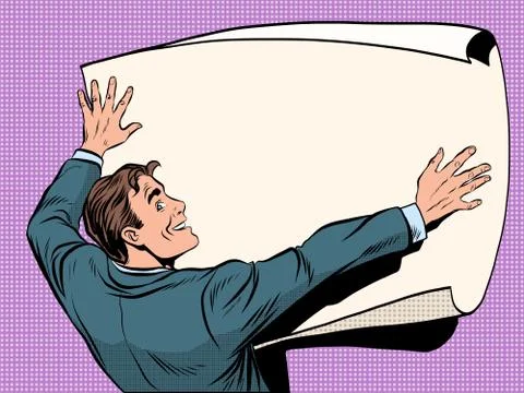 Man with business plan Stock Illustration