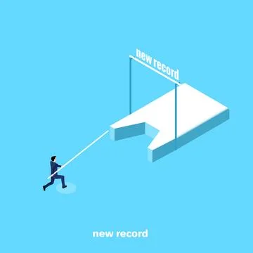 Man in a business suit with a pole is preparing to take a new record in pole  Ilustración de archivo