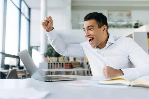 Man business work study student freelancer online video call Foto stock