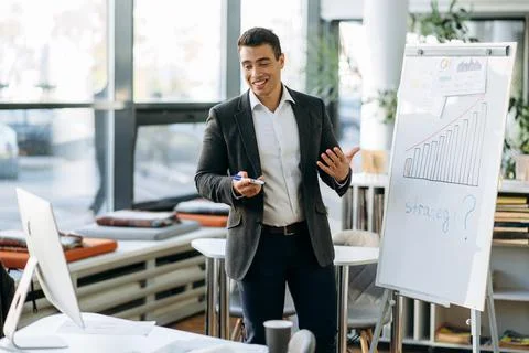 Man business work study student freelancer online video call Stock Photos