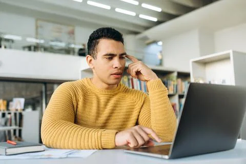 Man business work studying student online freelancer confident hispanic Stock Photos