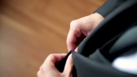 Man is buttoning his vest. close-up. Perfect to the last detail. Modern Stock Footage 171425315