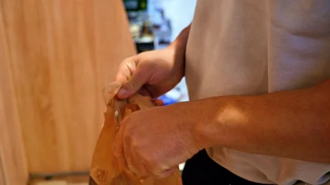 Man buying bread rolls at grocery store Stock Footage 319401671