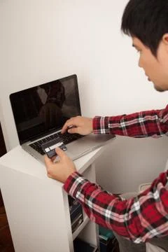 Man buying by network Foto stock