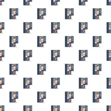 Man buying snacks from vending machine pattern Stock Illustration