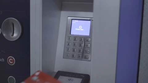Man buys fare from vending machine in Munich, Germany. Male using ticket machine Stock Footage 220606443