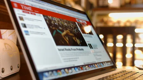 Man in the cafe read news time Video stock 50205909