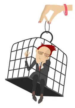 Man in the cage Stock Illustration