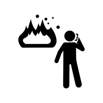 Man call from a fire icon. Simple pictogram of human and fire icons for ui and Stock Illustration