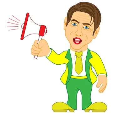 Man call through the megaphone Stock Illustration