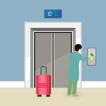 Man calling the elevator Illustrazione stock