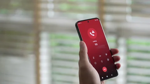 Man calling emergency number 112 for crisis situation Video stock 335647074