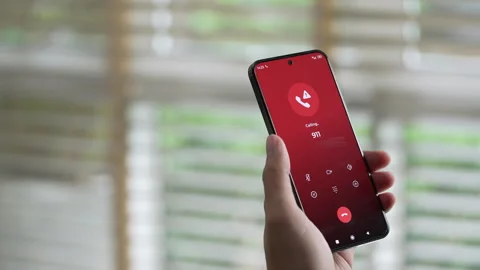 Man calling emergency number 911 for crisis situation Video stock 335647076