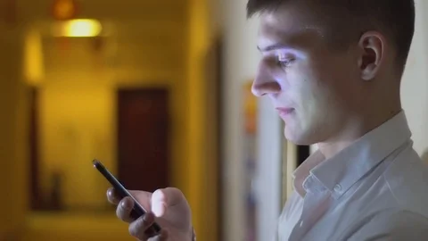 A man calling on mobile phone. Face close-up. Slow motion Stock Footage 72256524