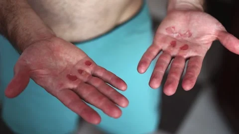 Man with calluses on his palms Stock-Footage 313522583