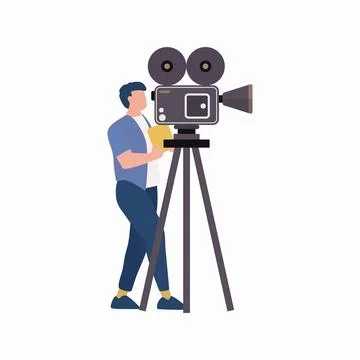 Man with camera and tripod. Stock Illustration