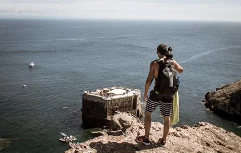 Man With Camera in an Island Stock Photos