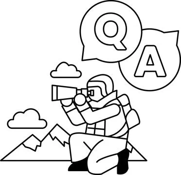 A man with a camera is looking through a telescope at a mountain イラスト素材