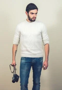 Man with camera Stock Photos