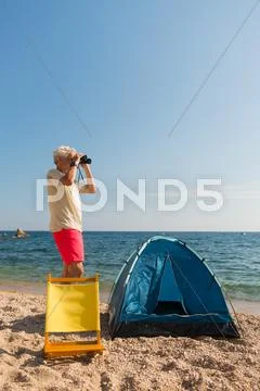 Man Camping At The Beach