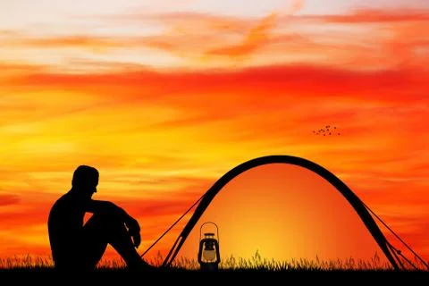 Man camping Stock Illustration